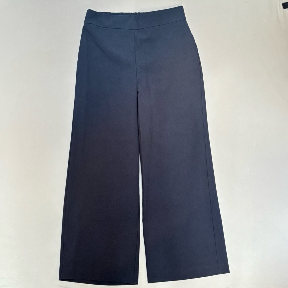 Maison d'amelie Navy Women's Wide leg flat front trouser work pants old money 4
